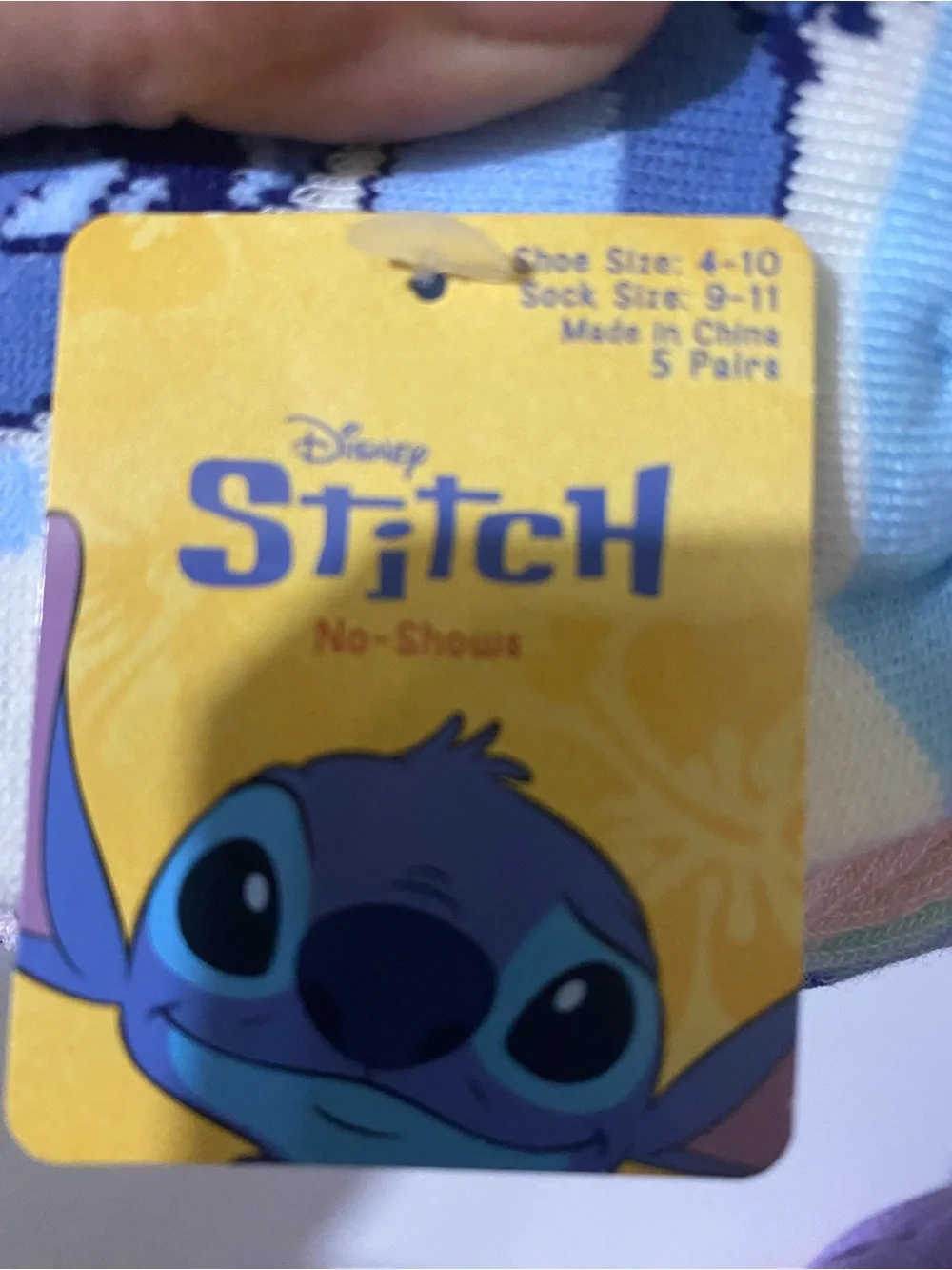 Disney Stitch No-Show Socks in Light Blue and Cream